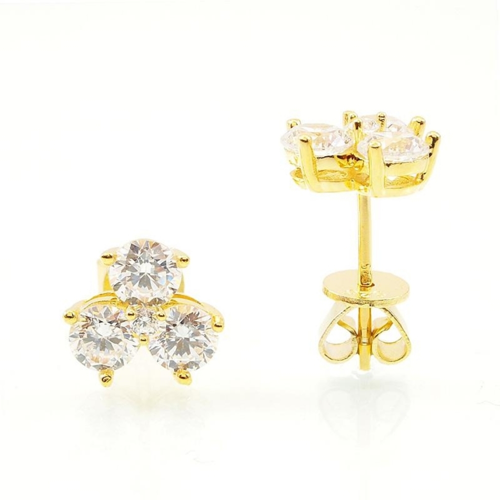 Sterling Silver 3 Solitaire Stud Earrings